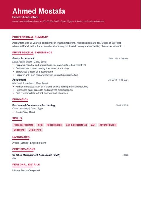 نموذج CV Bold Word