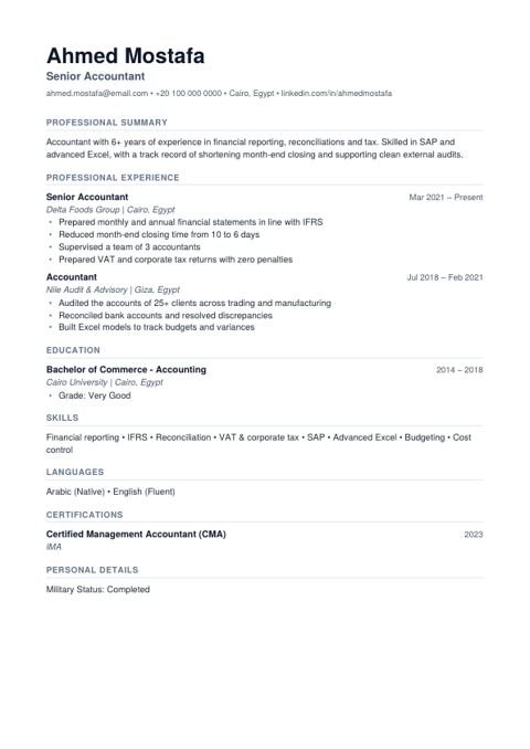 نموذج CV Minimal Word