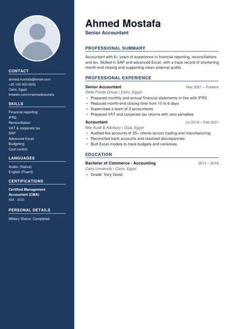 نموذج CV Sidebar Word